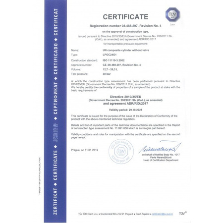 GasBank SINGLE 5 kg - LPG Refillable Gas Cylinder - DIN (G12 KLF) Inlet/Outlet