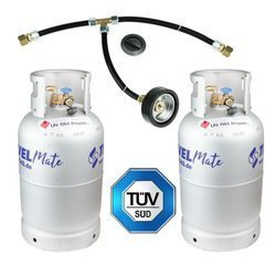 2 x Alugas TRAVEL Mate - 11kg (25 Litres) Refillable Alu Gas Cylinder + remote filling point