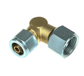 3/4" UNF JIC to 8mm FARO Polypipe Swivel Connector 90deg.